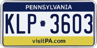 PA license plate KLP3603
