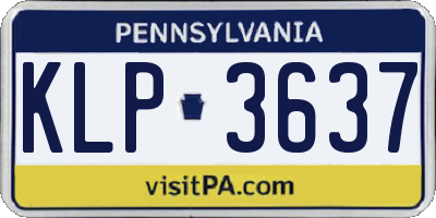 PA license plate KLP3637