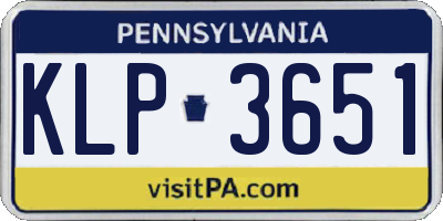 PA license plate KLP3651