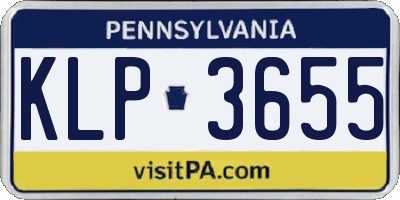 PA license plate KLP3655