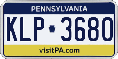 PA license plate KLP3680
