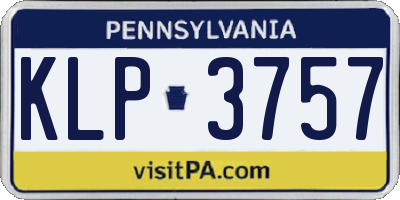 PA license plate KLP3757