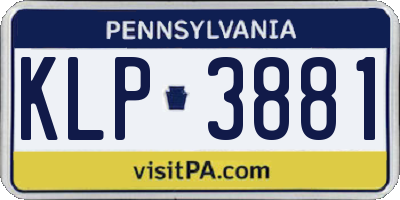 PA license plate KLP3881