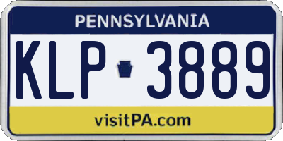 PA license plate KLP3889