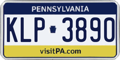 PA license plate KLP3890