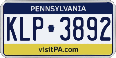 PA license plate KLP3892