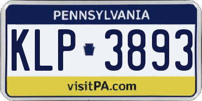 PA license plate KLP3893
