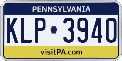 PA license plate KLP3940