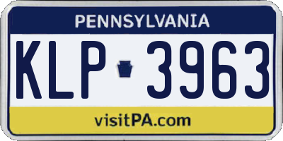 PA license plate KLP3963