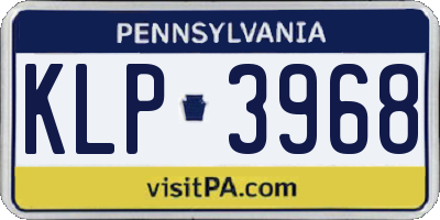 PA license plate KLP3968