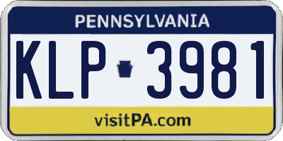 PA license plate KLP3981