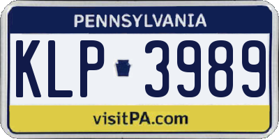 PA license plate KLP3989