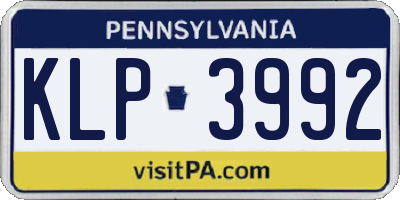 PA license plate KLP3992