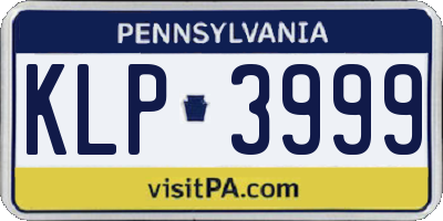 PA license plate KLP3999