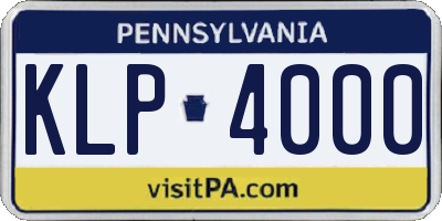 PA license plate KLP4000