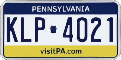 PA license plate KLP4021