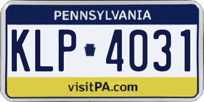 PA license plate KLP4031