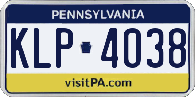 PA license plate KLP4038
