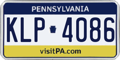 PA license plate KLP4086