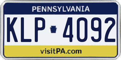 PA license plate KLP4092