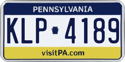 PA license plate KLP4189