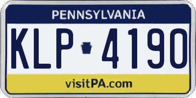 PA license plate KLP4190