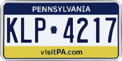 PA license plate KLP4217