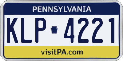 PA license plate KLP4221