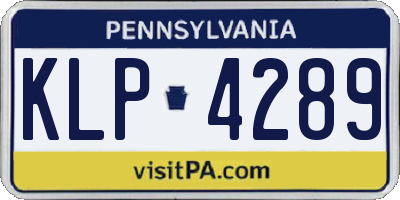 PA license plate KLP4289