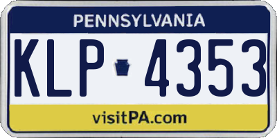 PA license plate KLP4353