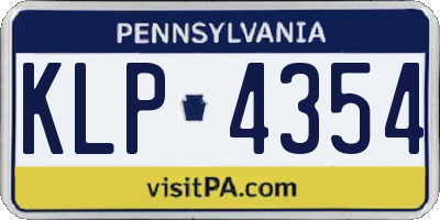 PA license plate KLP4354