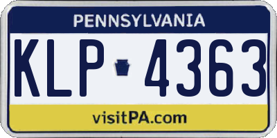 PA license plate KLP4363