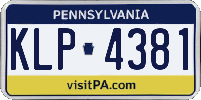 PA license plate KLP4381