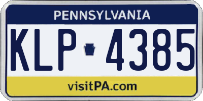 PA license plate KLP4385