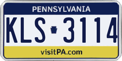 PA license plate KLS3114