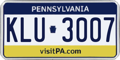 PA license plate KLU3007