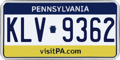 PA license plate KLV9362