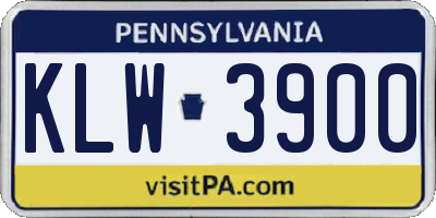 PA license plate KLW3900