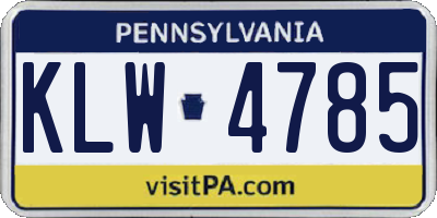 PA license plate KLW4785