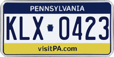 PA license plate KLX0423