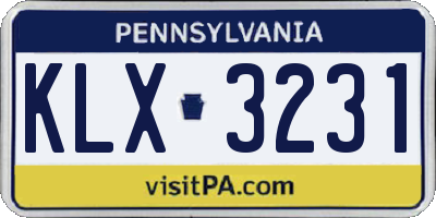 PA license plate KLX3231