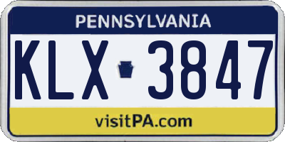 PA license plate KLX3847