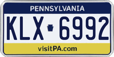 PA license plate KLX6992