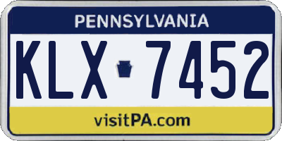PA license plate KLX7452