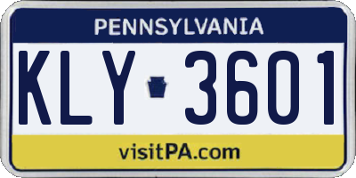 PA license plate KLY3601