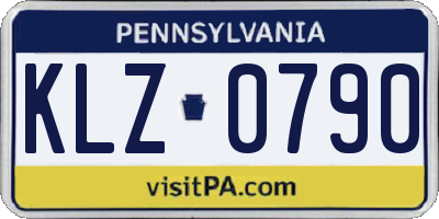 PA license plate KLZ0790