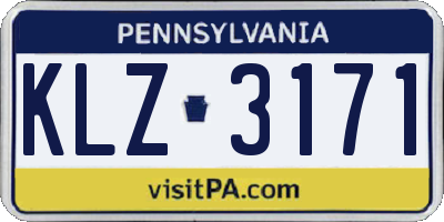 PA license plate KLZ3171