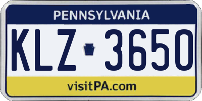PA license plate KLZ3650