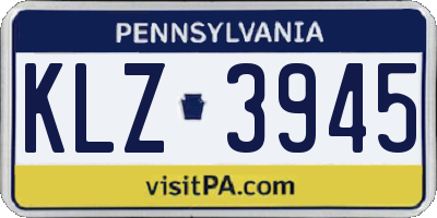PA license plate KLZ3945
