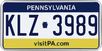 PA license plate KLZ3989